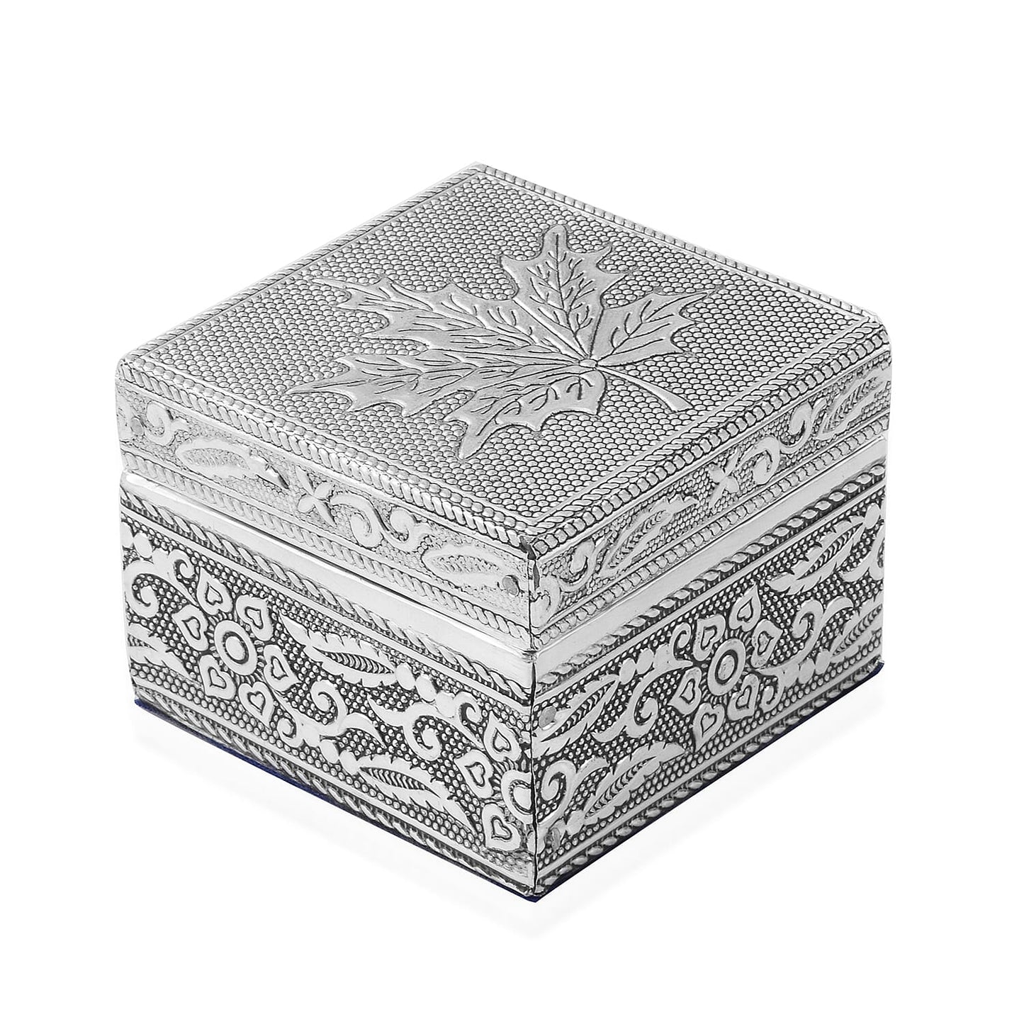 Set of 3 Handcrafted Mandala Embossed Aluminum Oxidized Multi-Purpose Nested Box with Scratch Protection Interior (4.75x4.75x2.5, 3.5x3.5x2.15, 2.5x2.5x1 in)