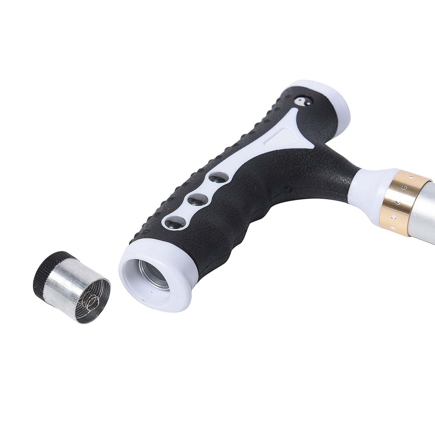 Black Adjustable Portable Folding Stool Walking Cane with LED Lamp (32.25)