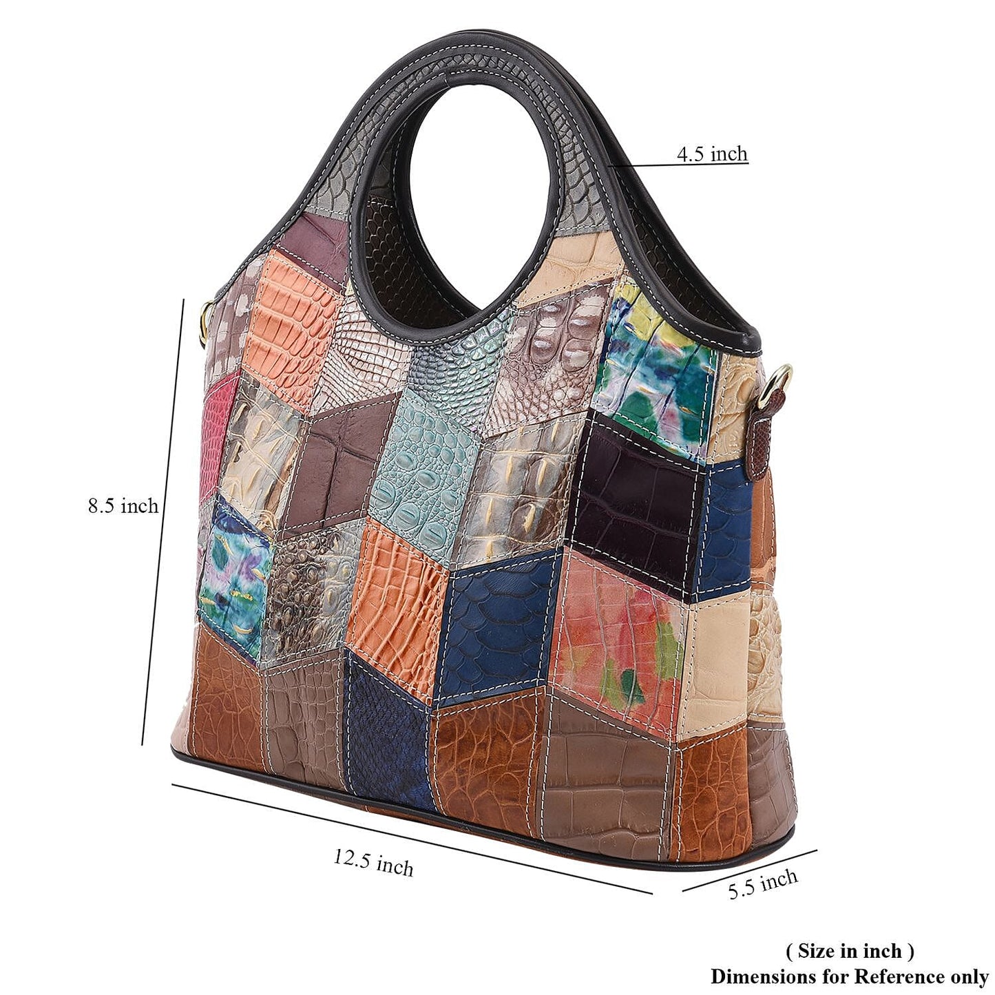 CHAOS Rainbow Solid Color Genuine Leather Convertible Tote Bag (12.5"x5.5"x8.5") with Long Shoulder Strap