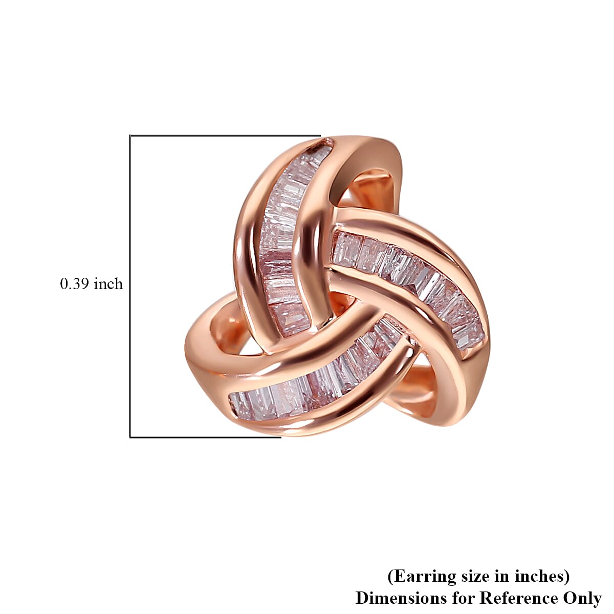 Natural Pink Diamond I3 Knotted Stud Earrings in Vermeil Rose Gold Over Sterling Silver 0.25 ctw