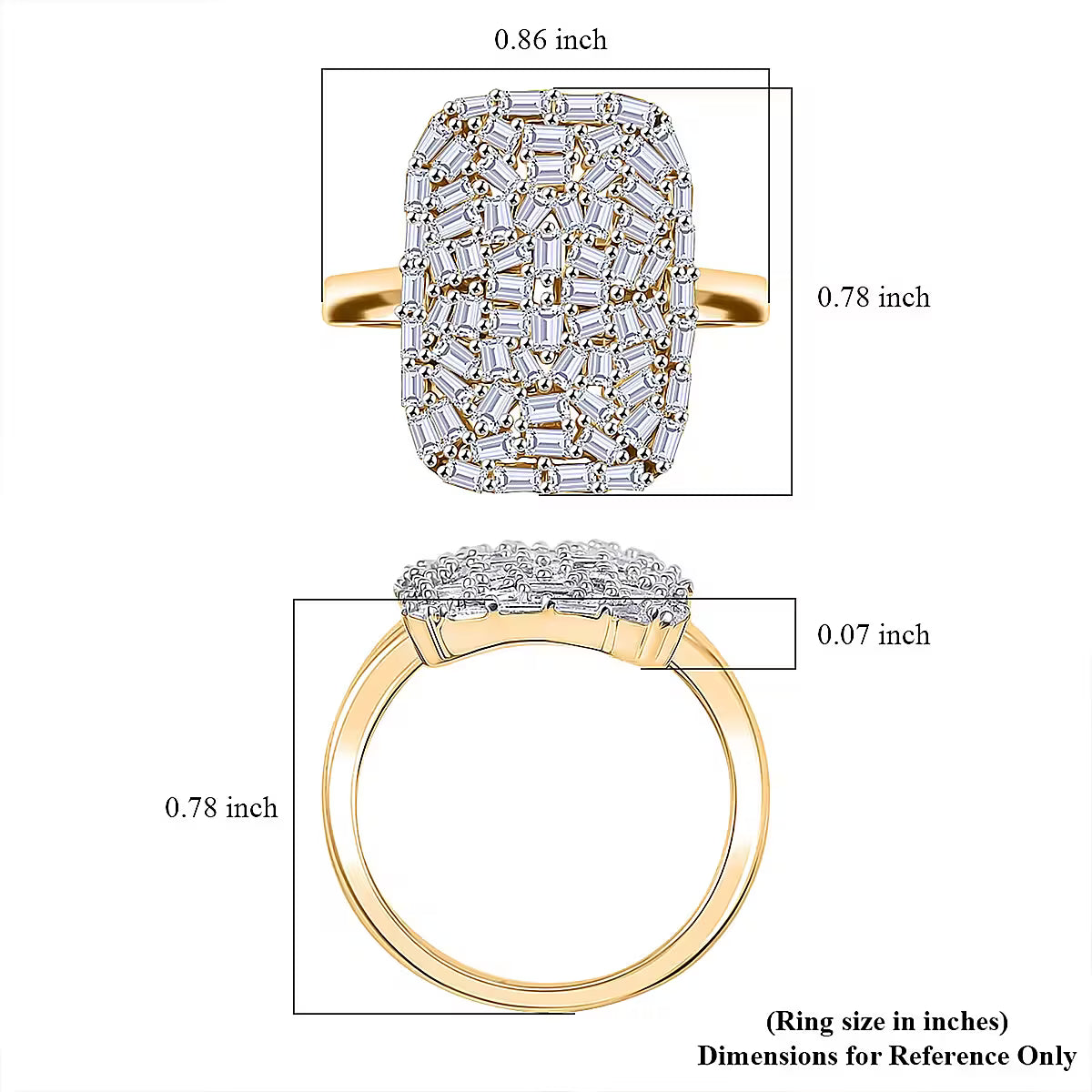 Luxuriant Lab Grown Diamond G-H SI 1.00 ctw Firecracker Ring in 18K Vermeil Yellow Gold Over Sterling Silver