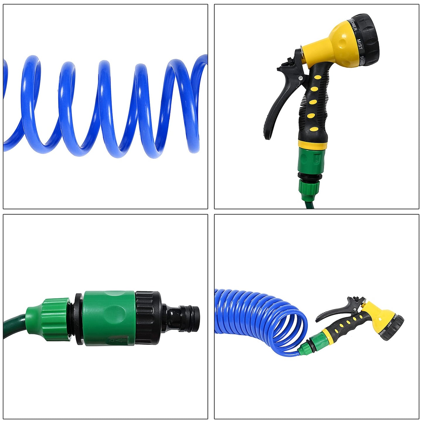 GREENBOUND Coiled Water Hose with Spray Nozzle - Green