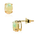 Ethiopian Welo Opal 1.15 ctw Solitaire Stud Earrings in 14K Yellow Gold - Sticky add to cart bar