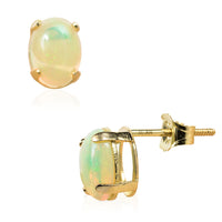 Ethiopian Welo Opal 1.15 ctw Solitaire Stud Earrings in 14K Yellow Gold