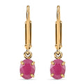 14K Yellow Gold Ruby Lever Back Earrings 1.65 ctw