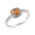 Brazilian Citrine, Lab Created White Sapphire Ring in Sterling Silver (Size 9.0) 0.94 ctw - Sticky add to cart bar