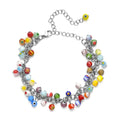 Multi Color Murano Style Beaded Charm Anklet 9-11 Inches in Stainless Steel - Sticky add to cart bar