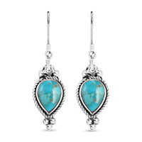 Santa Fe Style Kingman Turquoise 1.00 ctw Earrings in Sterling Silver