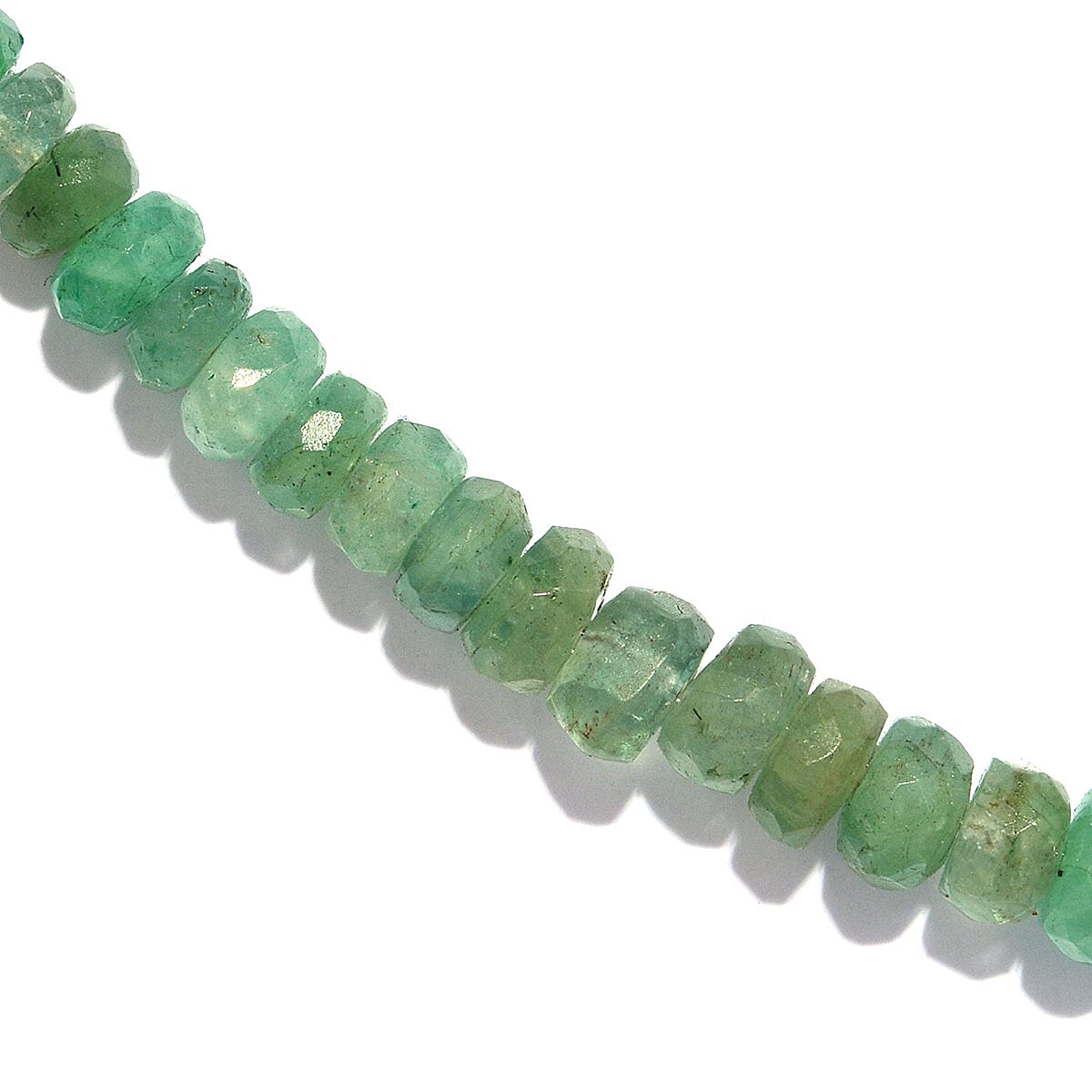 Kagem Zambian Emerald Faceted Beaded Necklace 18 Inches in Sterling Silver 50.00 ctw