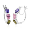 Simulated Multi Color Diamond Hoop Earrings in Sterling Silver