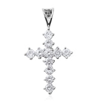 Simulated Diamond Pendant without Chain in Sterling Silver, Cross Pendant without Chain, Silver Religious Pendant without Chain  2.75 ctw