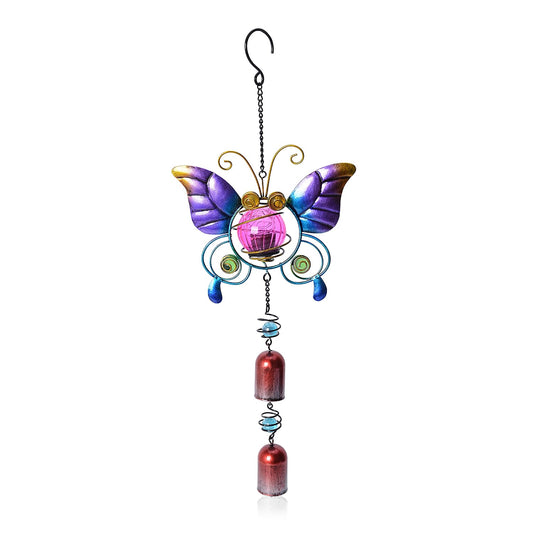 Purple Butterfly Solar Wind Chime (18 in)