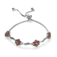 Mozambique Garnet Bolo Bracelet in Stainless Steel 3.25 ctw
