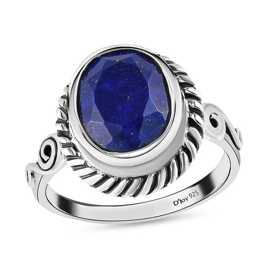 Artisan Crafted Lapis Lazuli Solitaire Ring in Sterling Silver 2.75 ctw