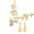 Leaf Earrings and Necklace 22 Inches in Goldtone - Sticky add to cart bar