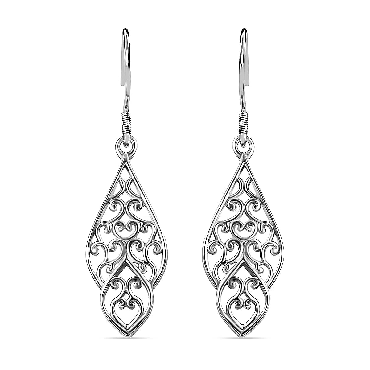 Openwork Earrings in Platinum Over Sterling Silver (3.92 g)
