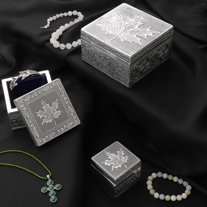 Set of 3 Handcrafted Mandala Embossed Aluminum Oxidized Multi-Purpose Nested Box with Scratch Protection Interior (4.75x4.75x2.5, 3.5x3.5x2.15, 2.5x2.5x1 in)