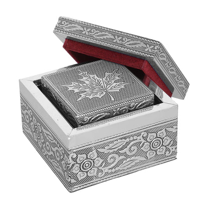 Set of 3 Handcrafted Mandala Embossed Aluminum Oxidized Multi-Purpose Nested Box with Scratch Protection Interior (4.75x4.75x2.5, 3.5x3.5x2.15, 2.5x2.5x1 in)