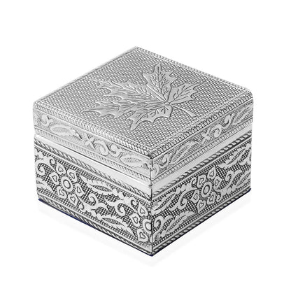 Set of 3 Handcrafted Mandala Embossed Aluminum Oxidized Multi-Purpose Nested Box with Scratch Protection Interior (4.75x4.75x2.5, 3.5x3.5x2.15, 2.5x2.5x1 in)