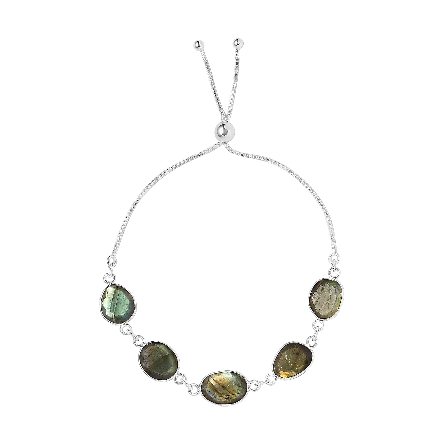 TUCSON Show Artisan Crafted Malagasy Labradorite Sterling Silver Bracelet (10.00 In) TGW 16.84 cts.