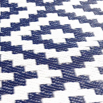 Navy, White Polypropylene Lattice Pattern Straw Mat