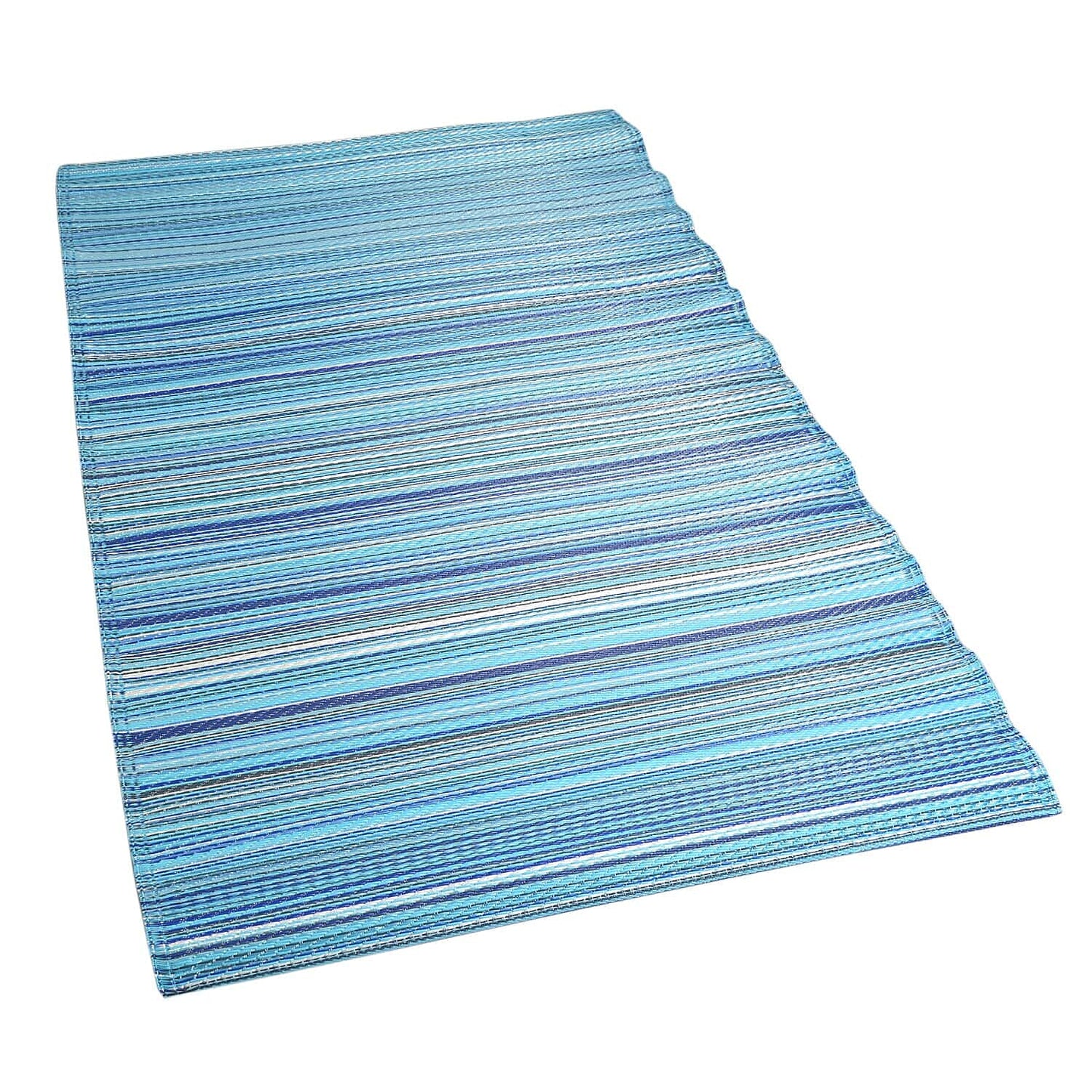 Navy, White Polypropylene Lattice Pattern Straw Mat