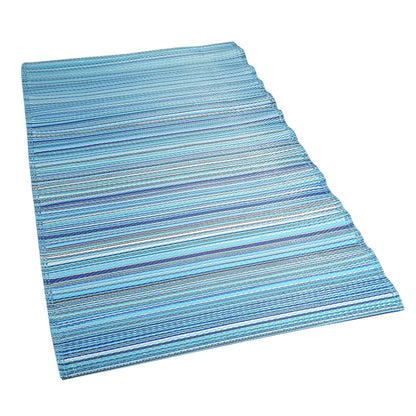 Navy, White Polypropylene Lattice Pattern Straw Mat