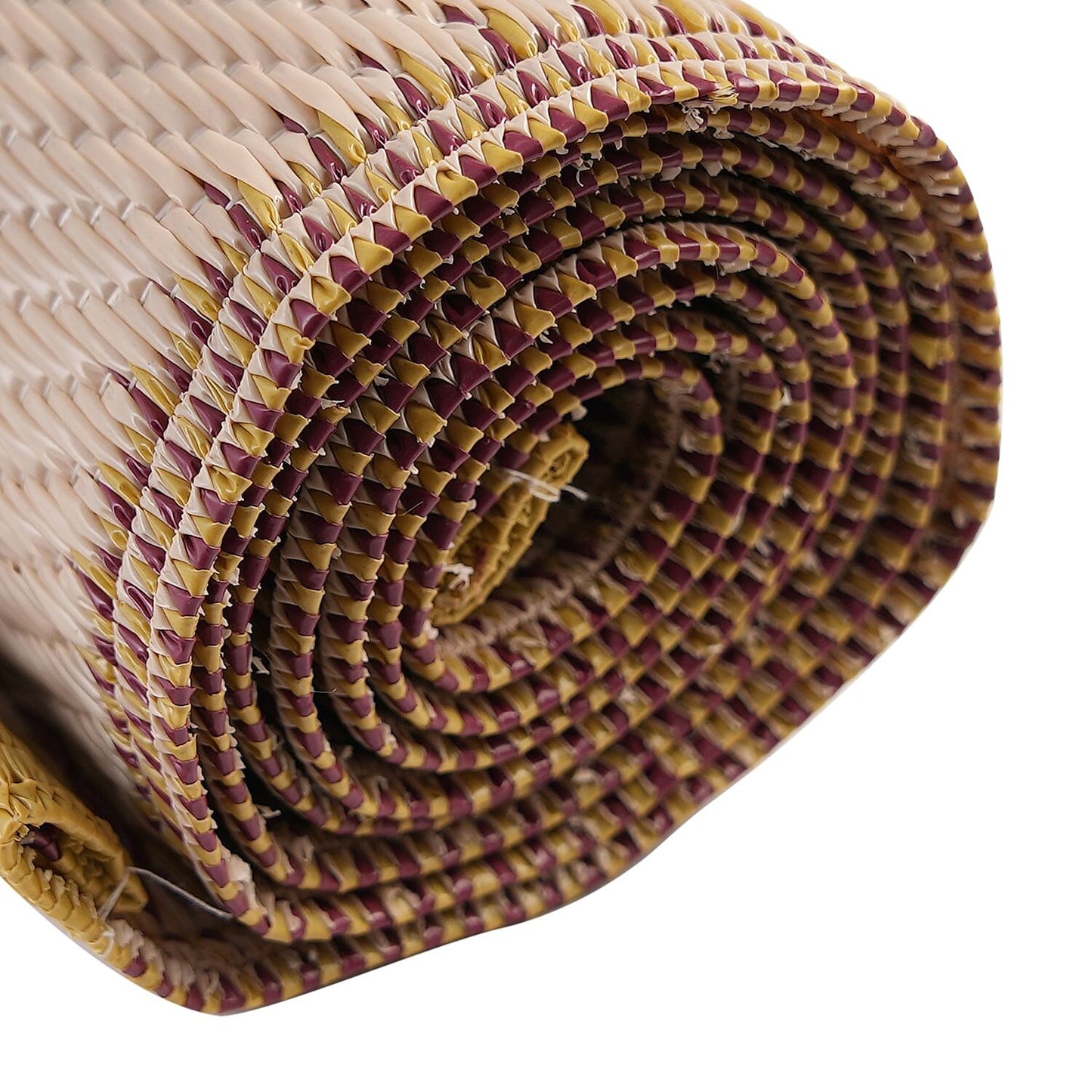 Navy, White Polypropylene Lattice Pattern Straw Mat