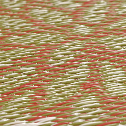 Navy, White Polypropylene Lattice Pattern Straw Mat