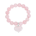 Galilea Rose Quartz Beaded Stretch Bracelet with Heart Charm 183.00 ctw - Sticky add to cart bar