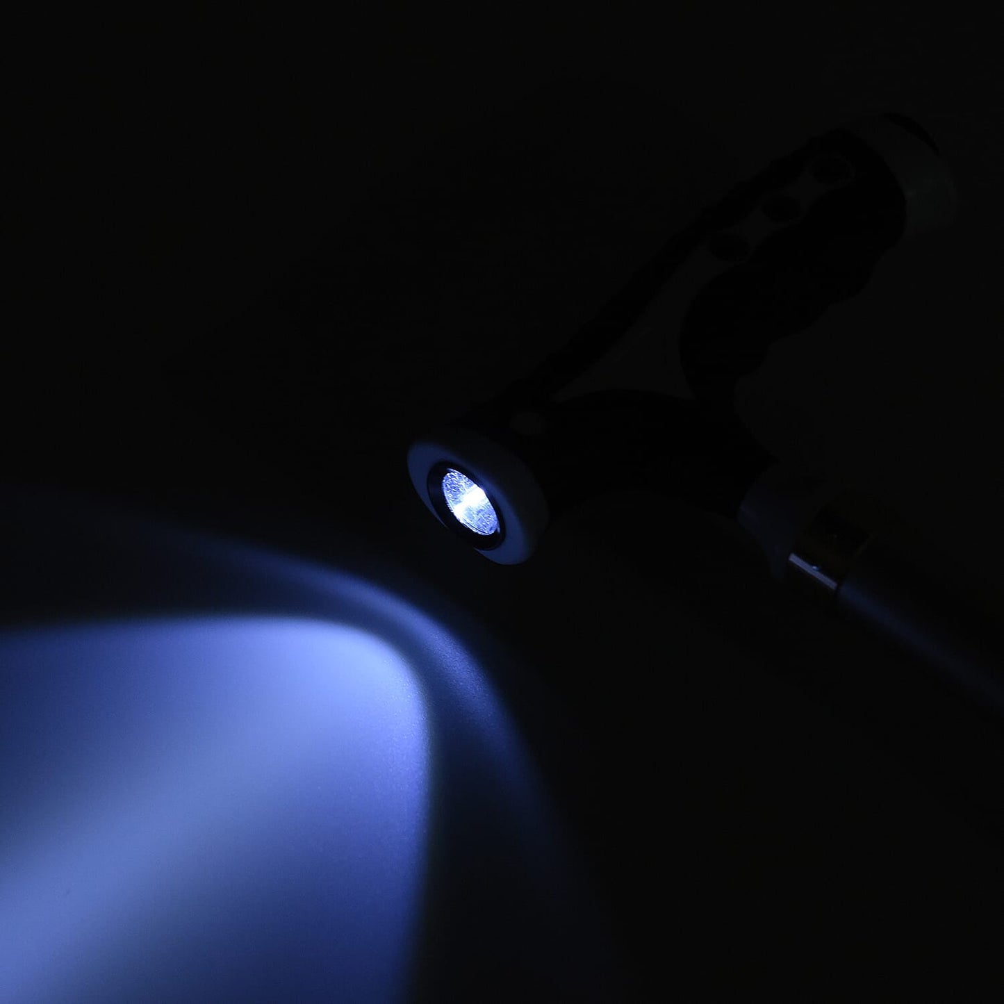 Black Adjustable Portable Folding Stool Walking Cane with LED Lamp (32.25)