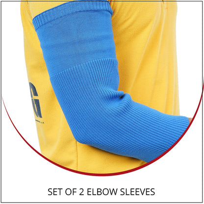 Set of 2 Blue Elbow Sleeves (13x4.5, 95% Cotton & 5% Elastane)