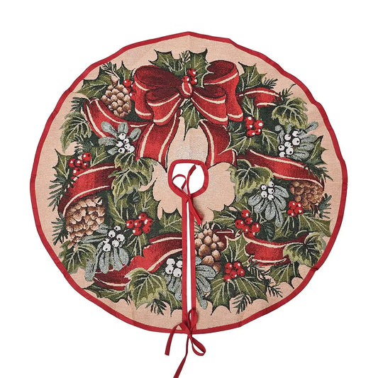 HOMESMART Pine Cone & Mistletoe Wreath Christmas Tree Skirt (40, 40% Cotton & 60% Polyester)
