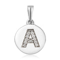 Lolos Exclusive Pick's Diamond Initial "A" Circle Pendant in Platinum Over Sterling Silver 0.07 ctw - Sticky add to cart bar