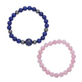 Lapis Lazuli, Hematite and Galilea Rose Quartz Set of 2 Beaded Stretch Bracelet (6.50, 7.00 In) 237.00 ctw - Sticky add to cart bar