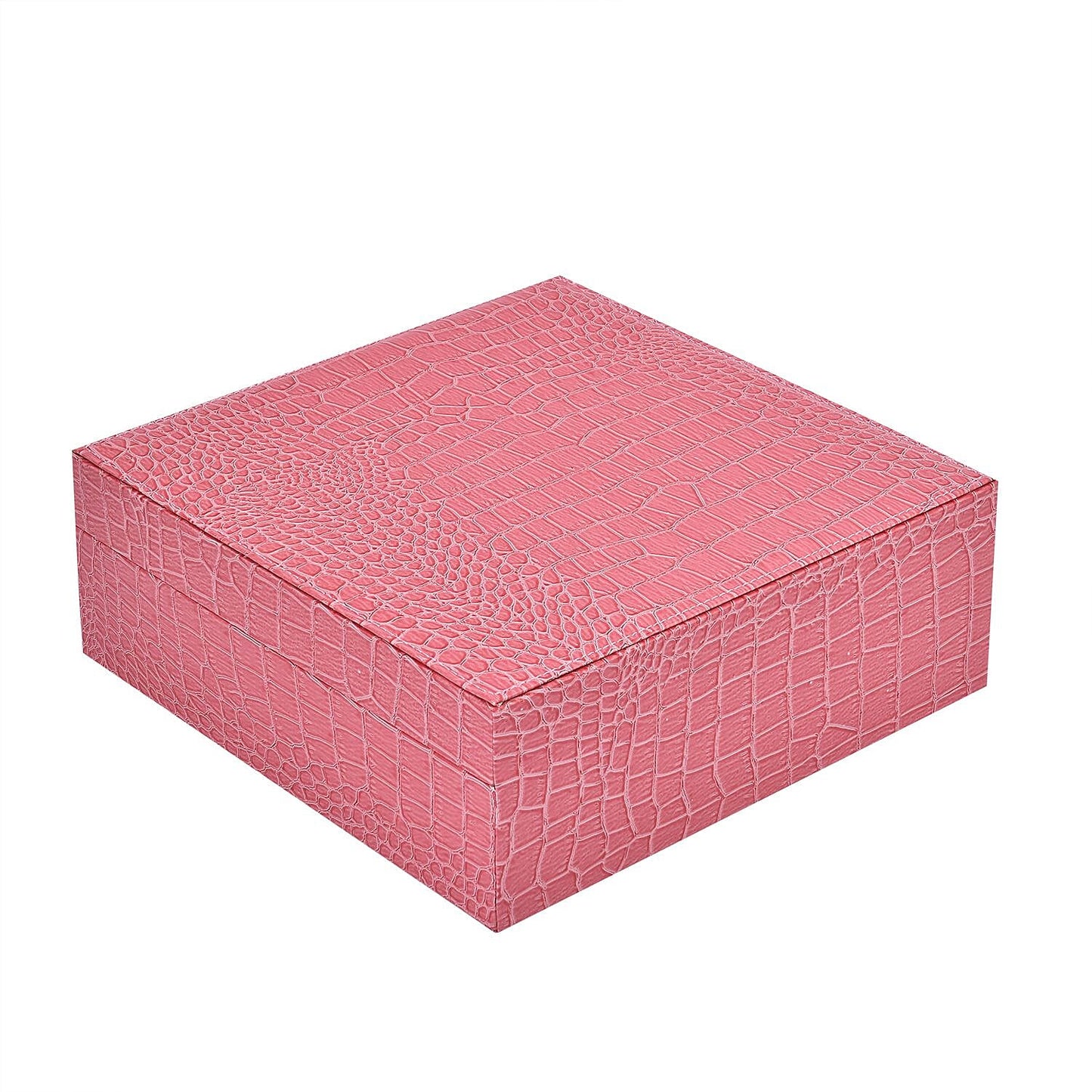 Pink Crocodile Skin Pattern 2 Layer Jewelry Box with Mirror & Lock