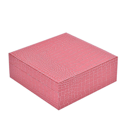 Pink Crocodile Skin Pattern 2 Layer Jewelry Box with Mirror & Lock