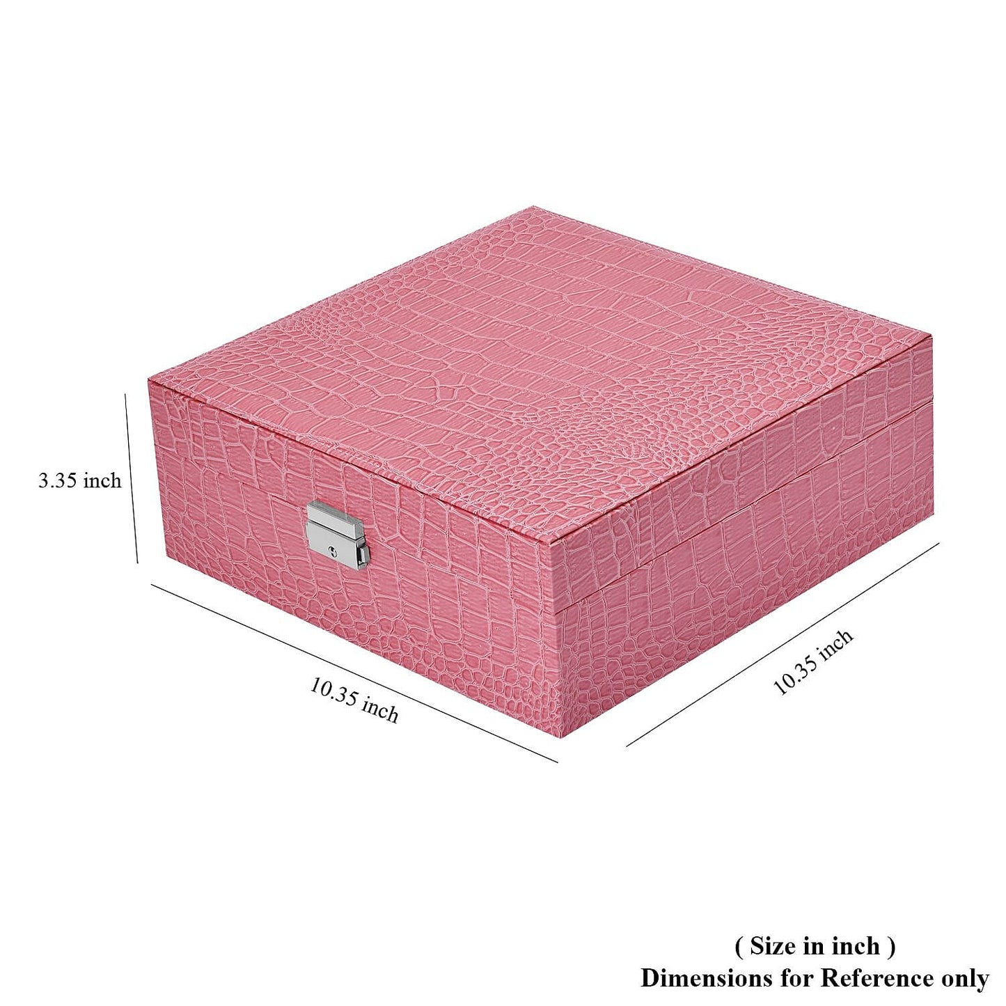 Pink Crocodile Skin Pattern 2 Layer Jewelry Box with Mirror & Lock