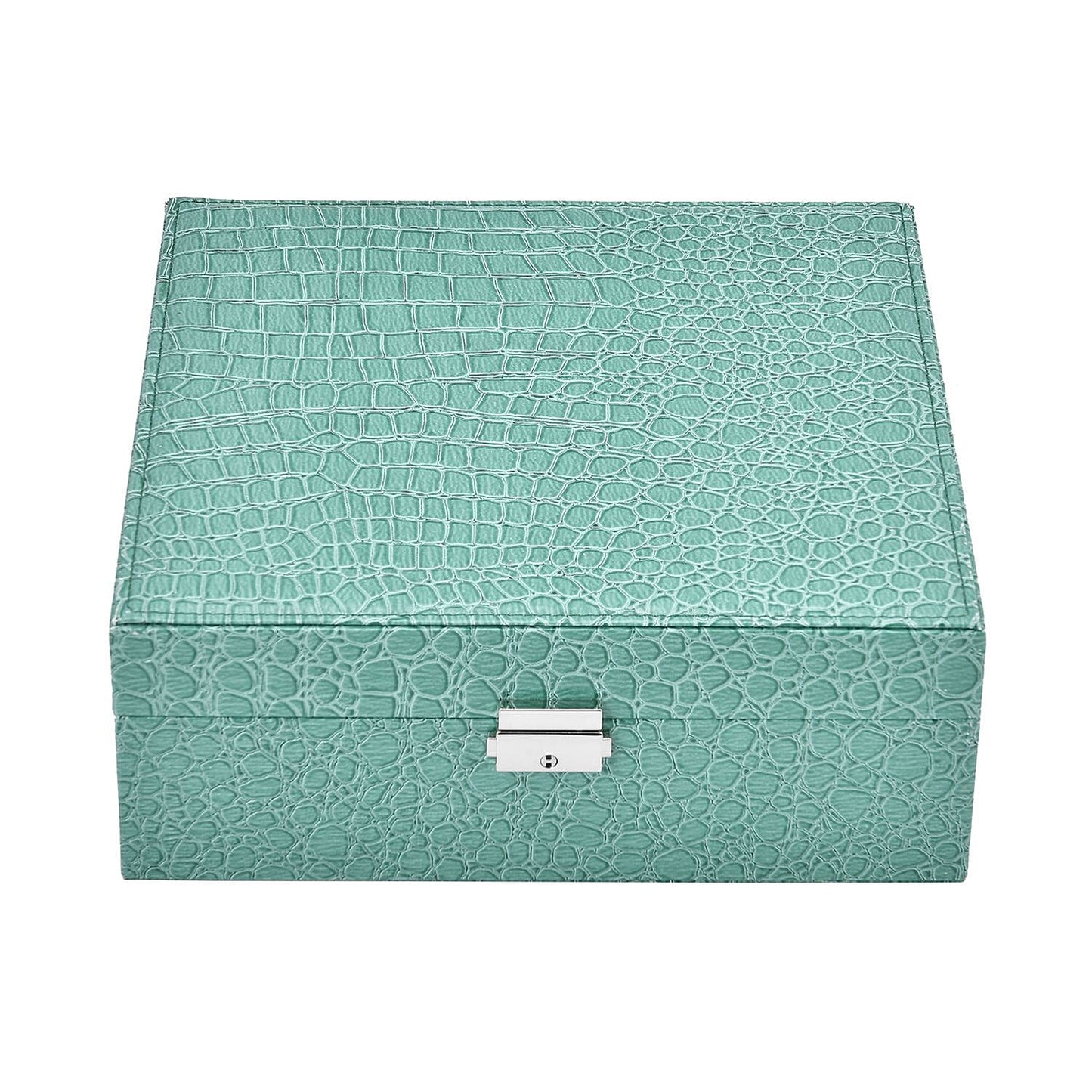 Pink Crocodile Skin Pattern 2 Layer Jewelry Box with Mirror & Lock