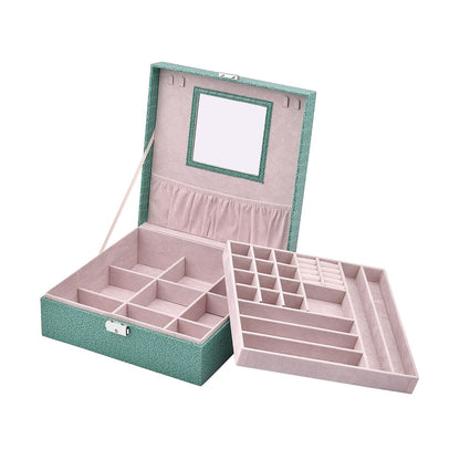 Pink Crocodile Skin Pattern 2 Layer Jewelry Box with Mirror & Lock
