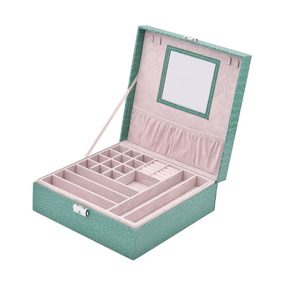Pink Crocodile Skin Pattern 2 Layer Jewelry Box with Mirror & Lock