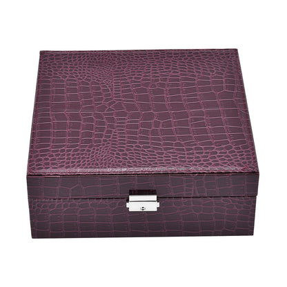 Pink Crocodile Skin Pattern 2 Layer Jewelry Box with Mirror & Lock