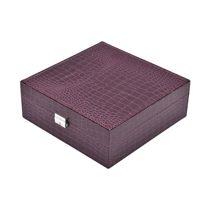 Pink Crocodile Skin Pattern 2 Layer Jewelry Box with Mirror & Lock