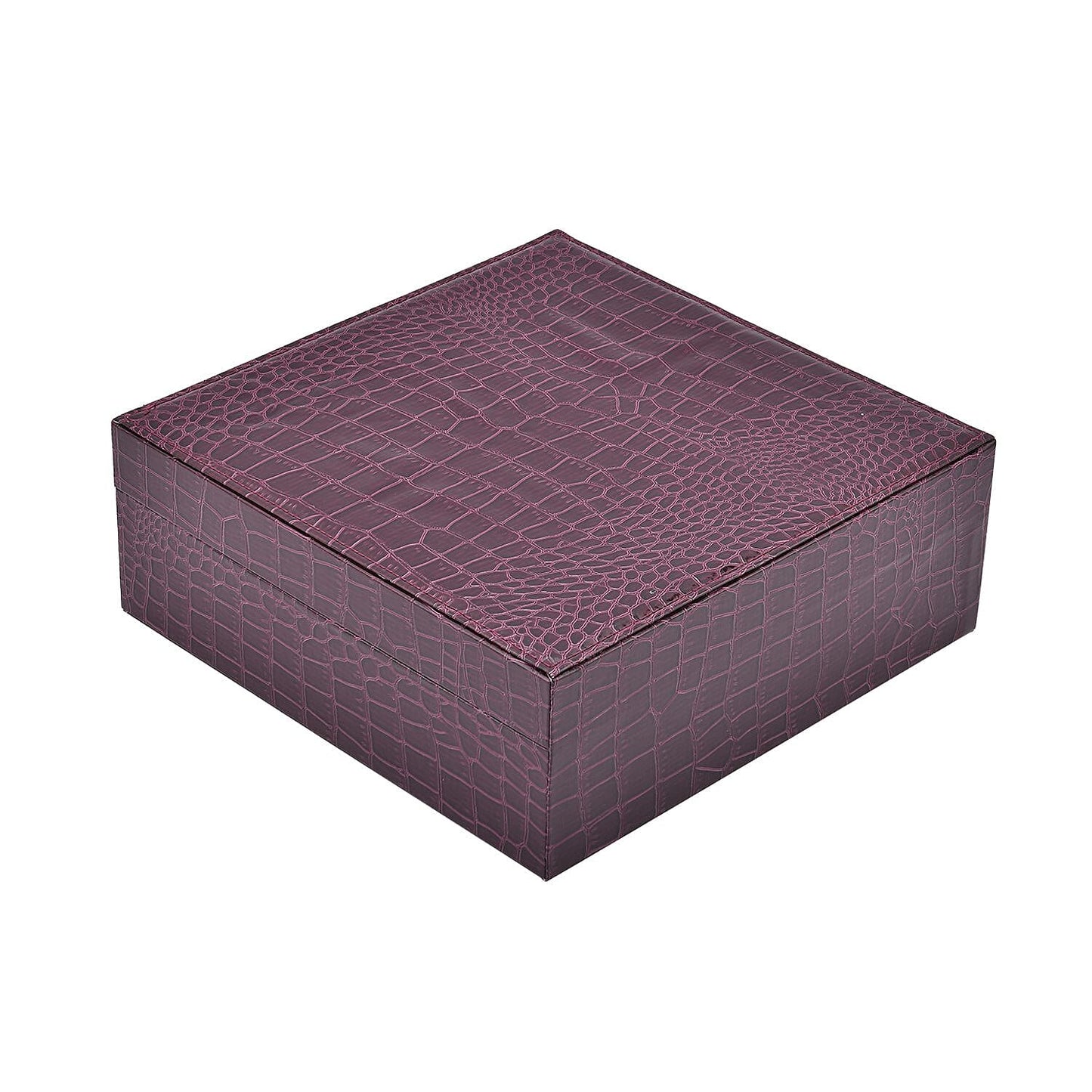 Pink Crocodile Skin Pattern 2 Layer Jewelry Box with Mirror & Lock