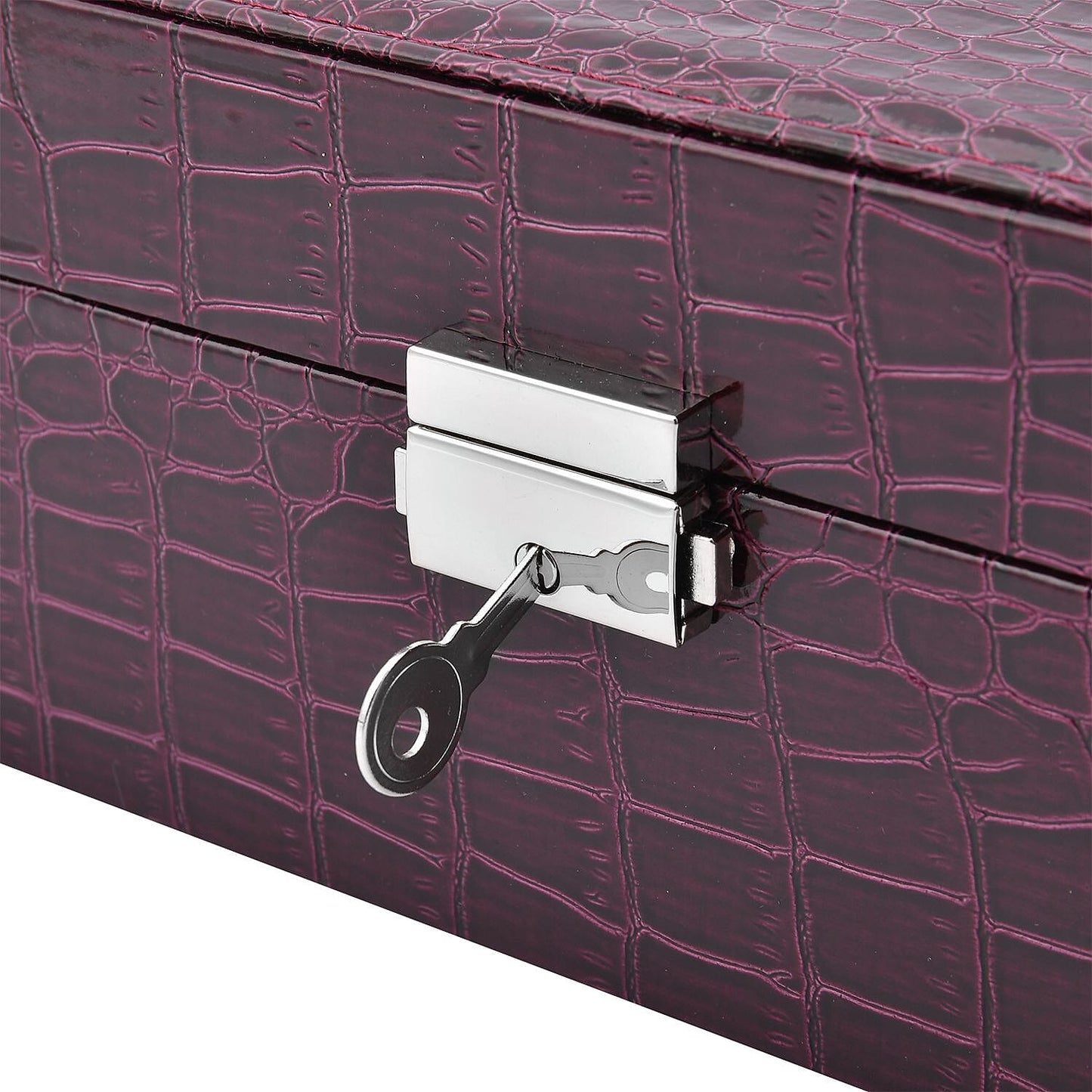 Pink Crocodile Skin Pattern 2 Layer Jewelry Box with Mirror & Lock