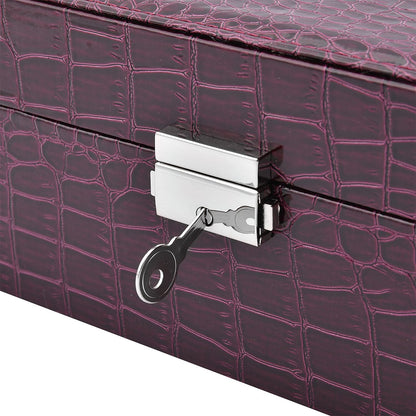 Pink Crocodile Skin Pattern 2 Layer Jewelry Box with Mirror & Lock