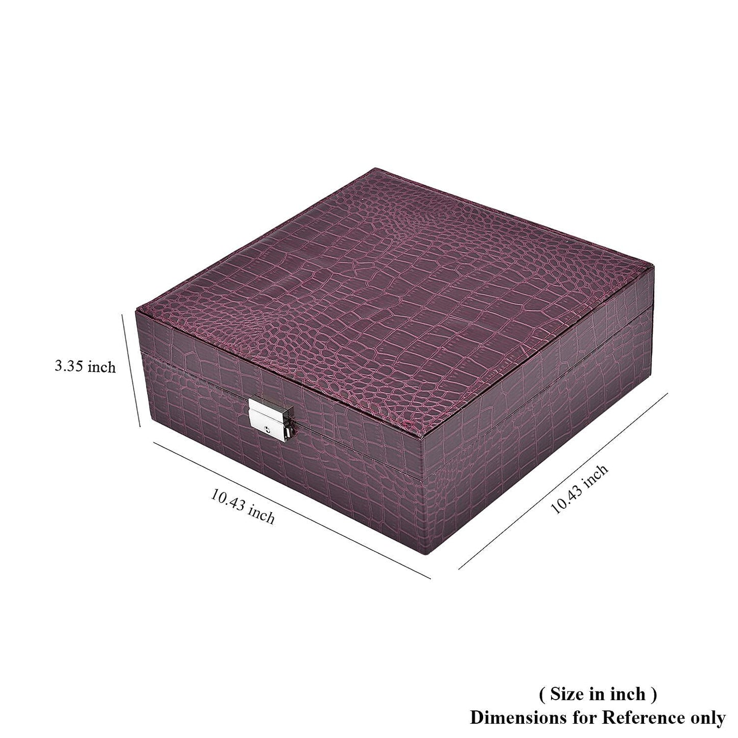 Pink Crocodile Skin Pattern 2 Layer Jewelry Box with Mirror & Lock