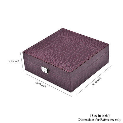 Pink Crocodile Skin Pattern 2 Layer Jewelry Box with Mirror & Lock