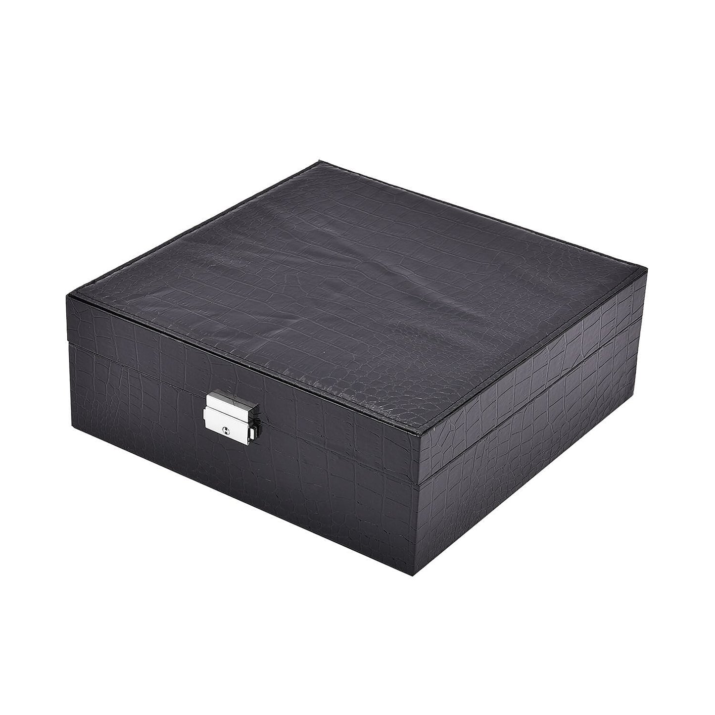 Pink Crocodile Skin Pattern 2 Layer Jewelry Box with Mirror & Lock