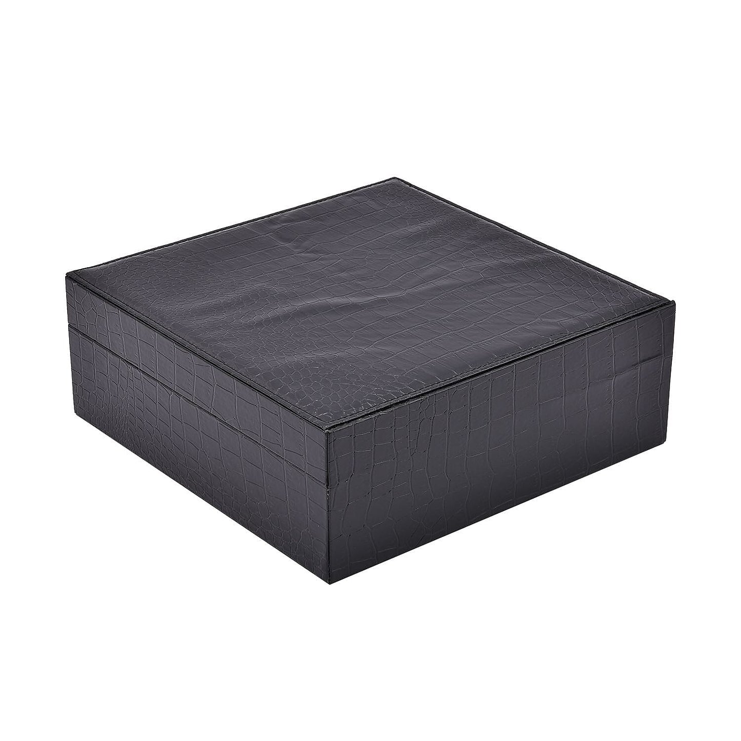 Pink Crocodile Skin Pattern 2 Layer Jewelry Box with Mirror & Lock